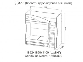 ДМ-16 Кровать двухъярусная с ящиком в Полевском - polevskoj.magazin-mebel74.ru | фото