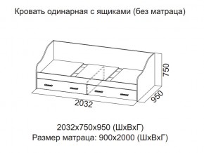 Кровать одинарная с ящиками (Без матраца 0,9*2,0) в Полевском - polevskoj.magazin-mebel74.ru | фото